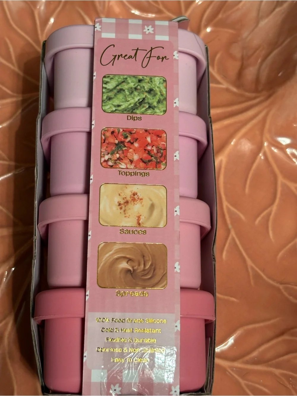 Gourmet Kitchen Prep & Go Condiments Containers 4 Pack BPA free Food safe pastel